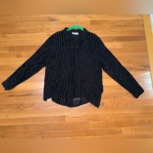 Alexis + Rae Black & Silver Stripped Button Down